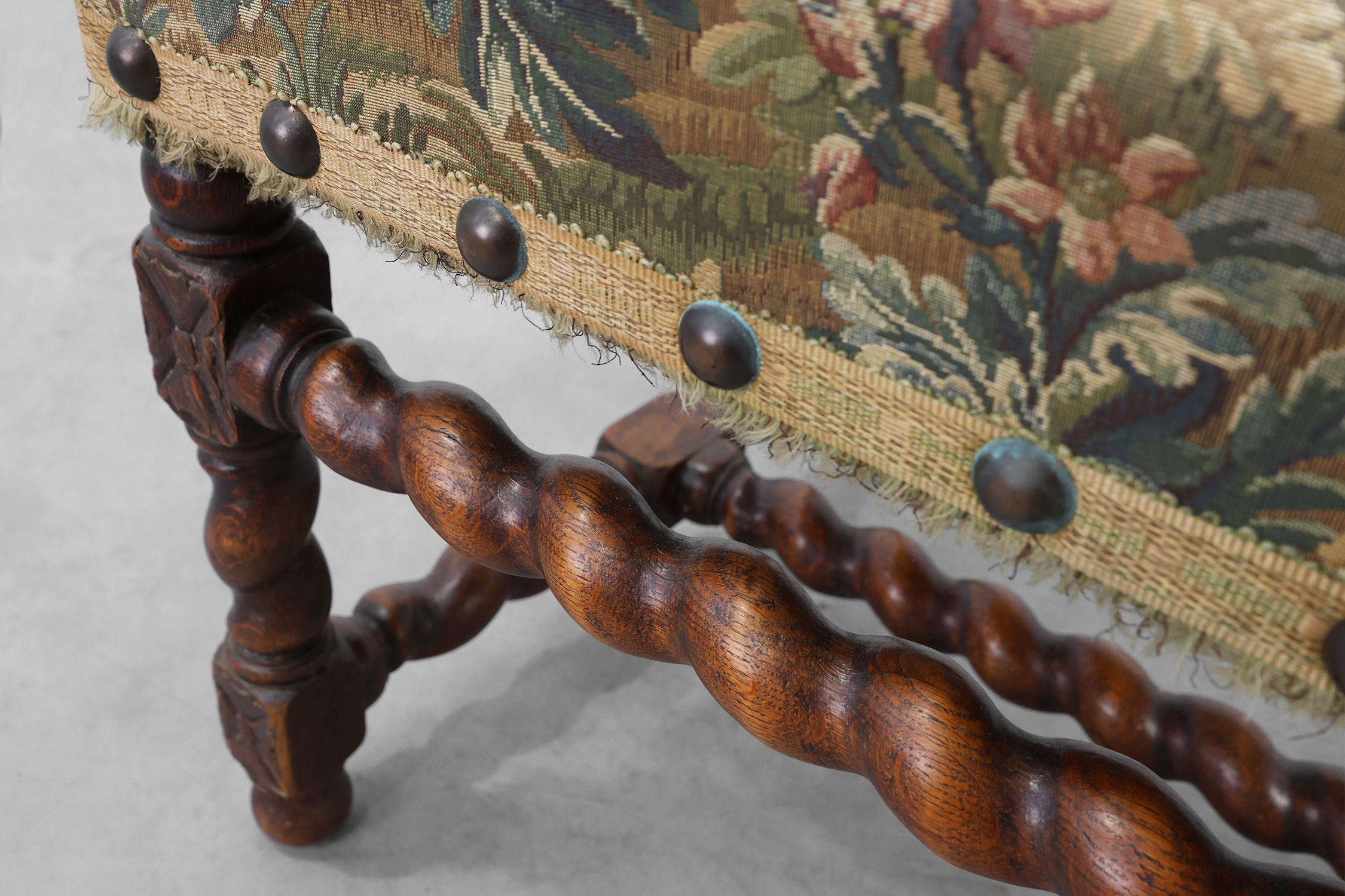 Antique armchair in walnut with tapestry upholstery, UK 17th centurythumbnail